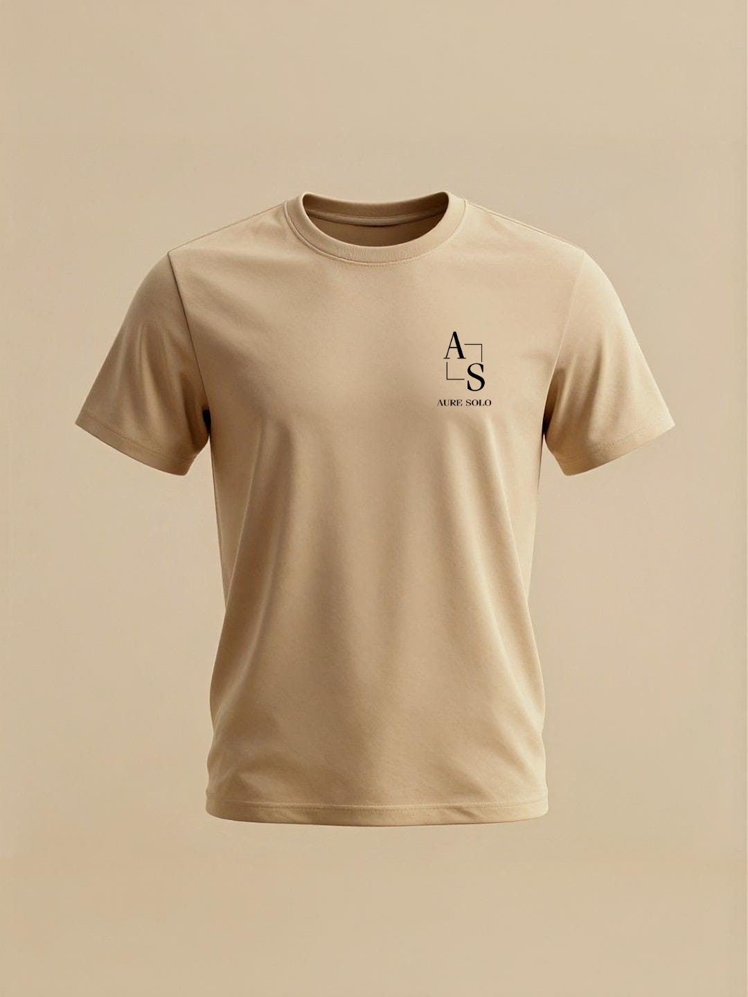 AURE SOLO Signature Crew Tee in Sand